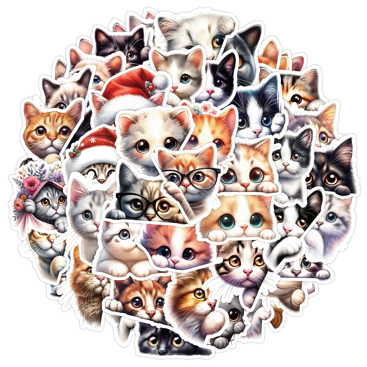 Wholesale 50pcs Sheets Peeping Cats Graffiti Stickers Waterproof Decorative Stickers